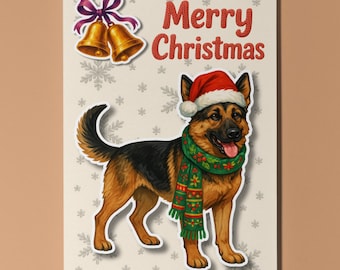 German Shepherd Dog - Pop Pets 3D Collection - Christmas Card - Funny Animal - Premium Quality Greeting Card Envelope - Personalised card
