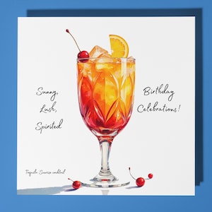 Tequila Sunrise - Sonnig, üppig, temperamentvoll - Alles Gute zum Geburtstagkarte - Premium Grußkarte & Umschlag - Personalisierte lustige Karte