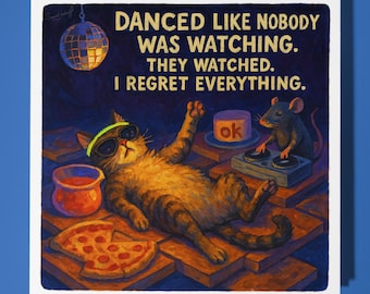 Dancing Cat - Happy Birthday Card - Funny Animal - Premium Greeting Card Envelope - Personalised Cat card - sister daughter friend  Mum