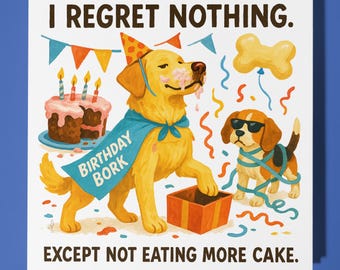 Dog Friends Happy Birthday Card - Funny Animal - Premium Greeting Card Envelope - Personalised dog - funny card - sister family friend Dad