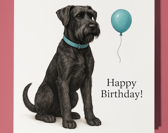 Dog Breeds Collection - Giant Schnauzer Dog - Happy Birthday Card - Funny Animal - Premium Greeting Card and Envelope - Personalised card
