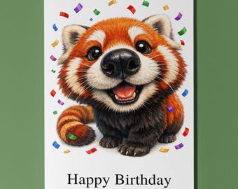 Animal Hugs Series Party Red Panda Energy Happy Birthday Card Premium quality Funny Greeting Card Envelope Personalised Friends Family