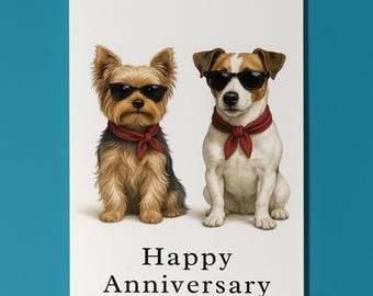 Dog Breeds Collection - Jack Russell Terrier Yorkshire Terrier - Anniversary Card - Premium Greeting Card Envelope - Funny Personalised card
