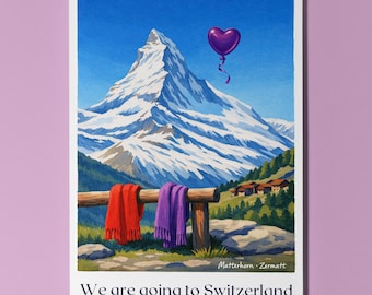 We are going to Switzerland - Matterhorn Card - Premium Greeting Card Envelope - Personalised Friends Couples Husband Spouses Wife Boyfriend