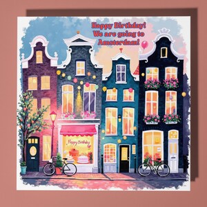 Joyeux anniversaire - Nous allons à Amsterdam - Carte de voeux et enveloppe premium amusantes - Carte personnalisée - Couple famille, ami, femme