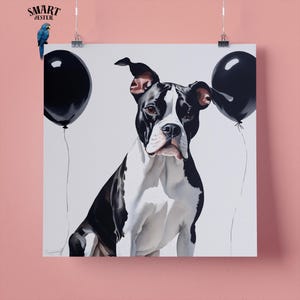 Elegante stampa artistica da parete raffigurante un cane Pitbull Terrier, regalo perfetto per gli amanti degli animali, 295 mm x 295 mm, carta opaca da 300 g/m², senza cornice