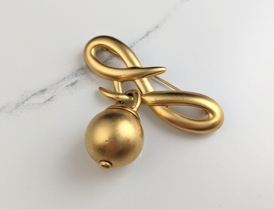 Broche Vintage Signée Nina Ricci Dorée - Rare, Occasion, Métal Doré