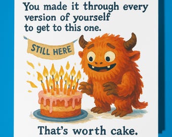 Funny monster - Compassion Collection - Happy Birthday Card - Funny Animals - Premium Greeting Card Envelope Personalised  card - Friend