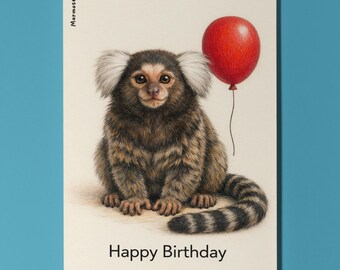 Animal Hugs Series Marmoset: Sweetest wishes Happy Birthday Card Premium Greeting Card and Envelope Personalised Friends Family members