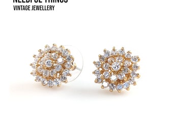 Lovely Vintage Jewellery Stud Faux Diamond Earrings