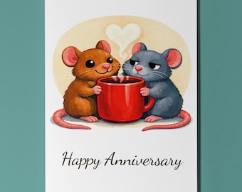 Cocoa Rats Together - Happy Anniversary Card - Funny Animal - Premium Greeting Card and Envelope - Personalised card - Couples Wife Husband