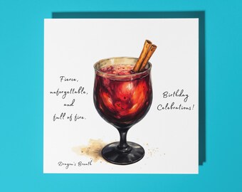 Handmade Dragon’s Breath  cocktail - Fierce, unforgettable and full of fire - Happy Birthday Card Premium Greeting Card & Envelope
