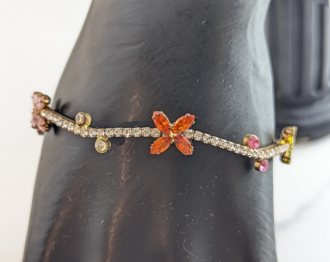Beautiful Vintage Jewellery Multicoloured Crystal Bangle Bracelet