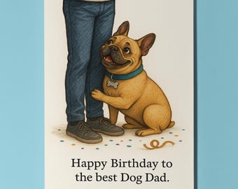 My Human Is the Best Collection French Bulldog dog Happy Birthday to the best dog Dad Card Funny Premium Greeting Card Envelope Personalised
