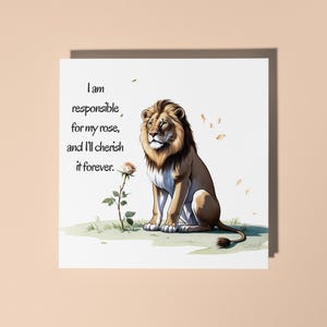 Handmade Leo und Rose ich bin für meine Rose verantwortlich Karte Lustige Tierkarte Tierliebhaber Premium Grußkarte Weißer Umschlag Liebe