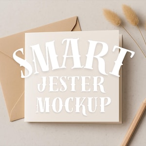 Minimale Karte und Umschlag Mockup, Neutral Grußkarte, leere quadratische Karte, Mock Up für Etsy, Etsy, Etsy, Etsy, Shop heraus und Social Media, PSD Format