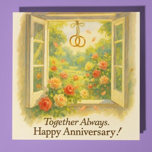 Fenster immer zusammen - alles Gute zum Jubiläumskarte - Premium Grußkarte & Umschlag - Personalisierte Karte - Frau Mann Familie Freund