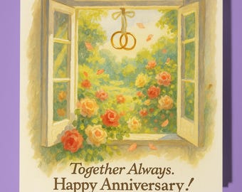 Window Together Always  - Happy Anniversary Card - Premium Greeting Card & Envelope -Personalised card - Wife Husband Family Friend