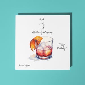Coquetel Mezcal Negroni artesanal - Rico, esfumaçado e intrigante sem esforço. - Cartão de Feliz Aniversário Cartão de Saudação Premium e Envelope