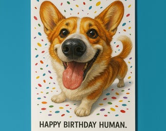 Dog Breeds Collection - Snout Party - Corgi Dog - Happy Birthday Card - Funny Animal - Premium Greeting Card Envelope - Personalised card