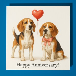 Beagles Hunde Jubiläums Karte - Lustiges Tier - Premium Grußkarte & Umschlag - Personalisierte Hundekarte - Frau Ehemann Mama Papa Freund