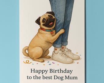 My Human Is the Best Collection Pug Dog Happy Birthday to the best dog Mum Card Premium Greeting Card Envelope Personalised Friends Family