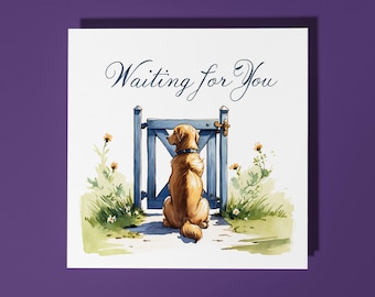 Handmade Dog near the gate Waiting for You Card Funny Animal Card Animal Lovers Premium Greeting Card With White Envelope Love
