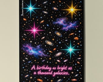 Galactic Journey Collection A birthday as bright as a thousand galaxies Birthday Card Premium Greeting Card Envelope Personalised Friends