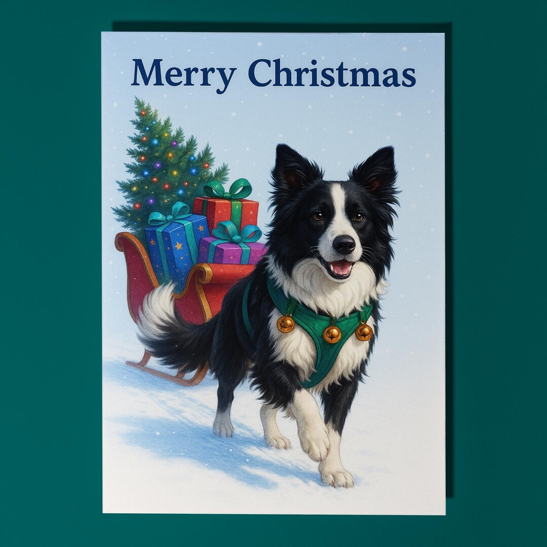 Border Collie Dog - Santa’s Helpers Collection - Christmas Card - Funny ...
