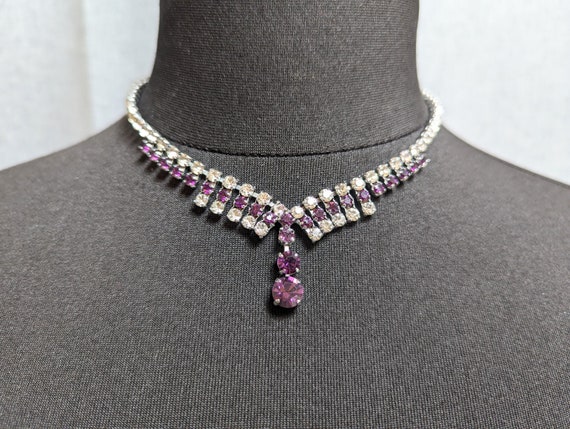Beautiful Vintage Jewellery Amethyst Colour Cryst… - image 1