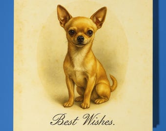Antique postcard collection - Chihuahua  - Best Wishes Happy Birthday Card - Premium Greeting Card and Envelope - Personalised card - Friend