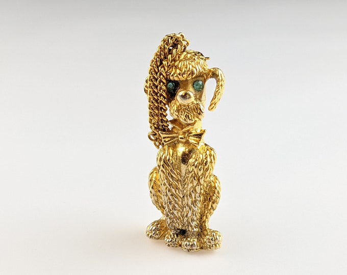 Lovely Vintage Jewellery Gold-tone Poodle Dog Brooch