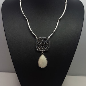 House Of Fraser Linea Silver-tone white Quartz Pendant Necklace