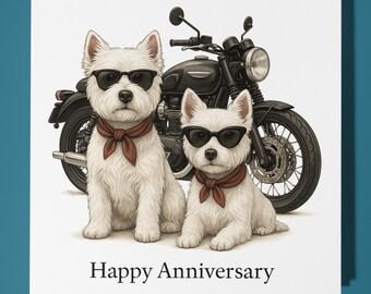West Highland White Terrier - Happy Anniversary Card - Funny Animal Premium Greeting Card and Envelope - Personalised dog card - Husband