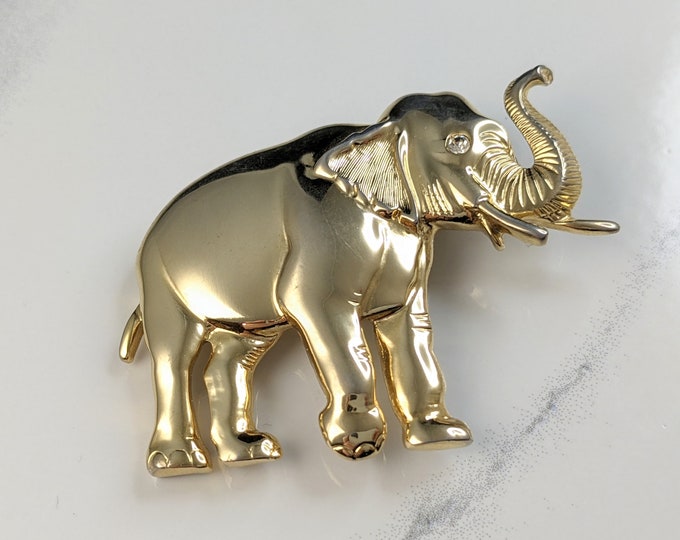 Lovely Vintage Gold-tone Elephant Brooch by Park Lane Jewellery