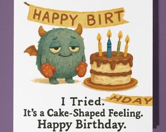 Funny monster - Compassion Collection - Happy Birthday Card - Funny Animals - Premium Greeting Card Envelope Personalised  card - Friend