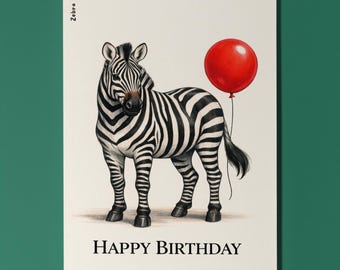 Animal Hugs Zebra: Earn Your Stripes Happy Birthday Card Premium Handmade Greeting Card Envelope Personalised African Savanna Wildlife Art
