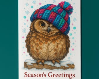High Fashion Hoot Owl  - Season's Greetings Card - Funny animals Premium Greeting Card and Envelope - Personalised - Friends Family members