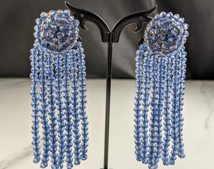 Lovely Vintage  Blue Beaded Stud Push Back Earrings by Sugarfix Jewellery