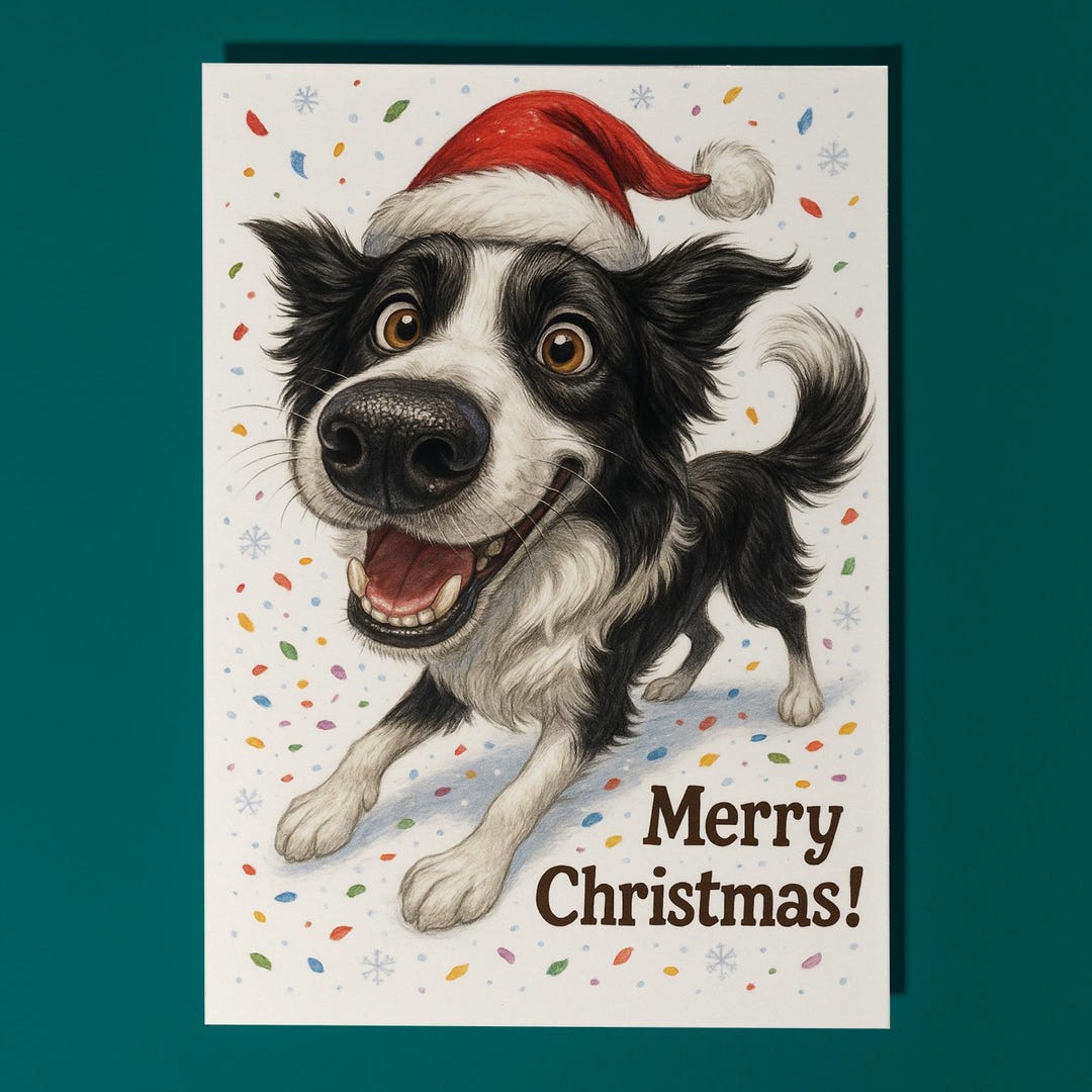 Border Collie Christmas Card – Funny Dog Greeting Card - Personalised ...