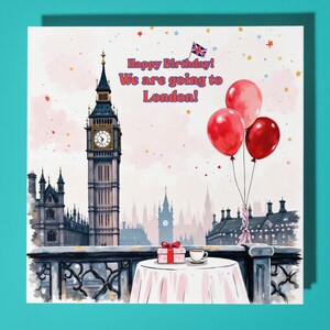 Feliz Aniversário! Vamos para Londres! Cartão - Cartão de Saudações Premium Engraçado e Envelope - Cartão personalizado e divertido - Amiga Esposa Namorada