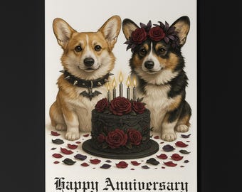 Dog Breeds Collection - Gothic Passion - Corgi Dog - Anniversary Card - Funny Dogs - Premium Greeting Card Envelope - Personalised card