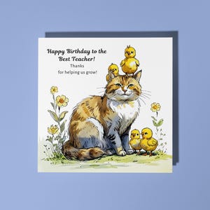 Handgemachte sanfte Katzenküken - Happy Birthday der besten Lehrerin!  Karte Lustige Tierkarte Tierliebhaber Premium Grußkarte & Umschlag