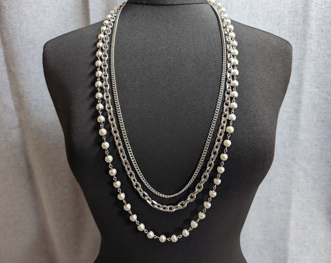Elegant Triple-Chain Vintage Necklace by WHBM Jewelry