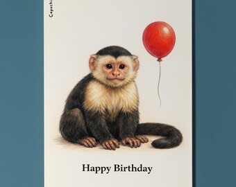 Animal Hugs Collection Capuchin: Simply the sweetest Happy Birthday Card  Premium Greeting Card Envelope Personalised Friends Family members