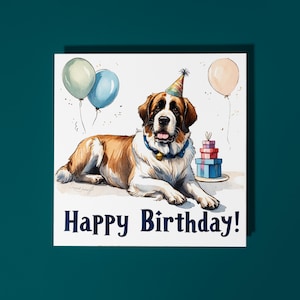 Handgefertigte Bernhardiner Hunderasse Mit Geschenk Alles Gute zum Geburtstag Karte Lustige Tier Karte Tierliebhaber Premium Grußkarte und Umschlag