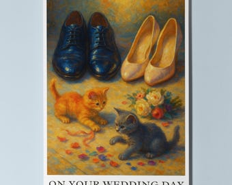 Wedding Kittens - Little Guests  - On your wedding day Card - Funny Cats - Premium Greeting Card and Envelope - Personalised - groom bride