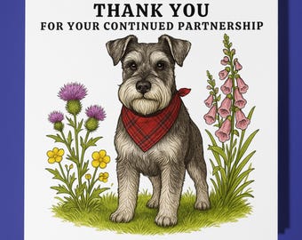 Schnauzer Thank you for your continued partnership  Thank you Card - Funny Animal - Premium Greeting Card Envelope - Personalised dog card
