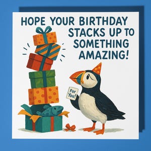 Frailecillo - Tarjeta de feliz cumpleaños - Animal divertido - Sobre premium para tarjetas de felicitación - Cumpleaños personalizado - Tarjeta divertida - Hermana amiga