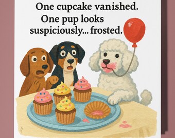 Frosted  Dog- Happy Birthday Card - Funny Animal - Premium Greeting Card Envelope - Personalised dog  funny card - family friend Dad Mum